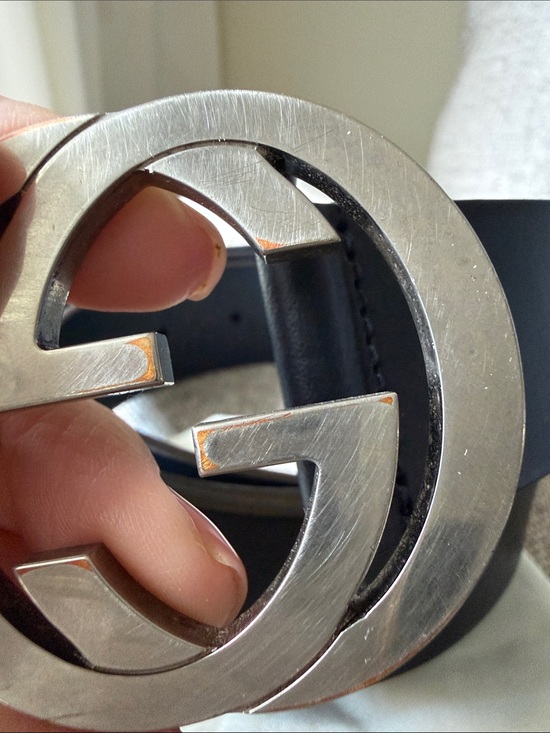 Authentic silver jewelry Gucci  GG Belt – Dark blue Leather + Dust Bag main image 6